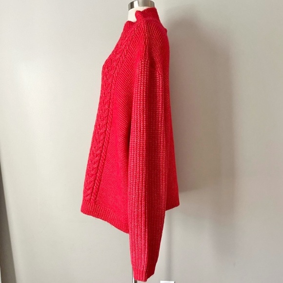 NWT Loft Plus Crimson Cable Soft Knit Cropped Turtleneck Sweater Women's 24/26 - Picture 6 of 12